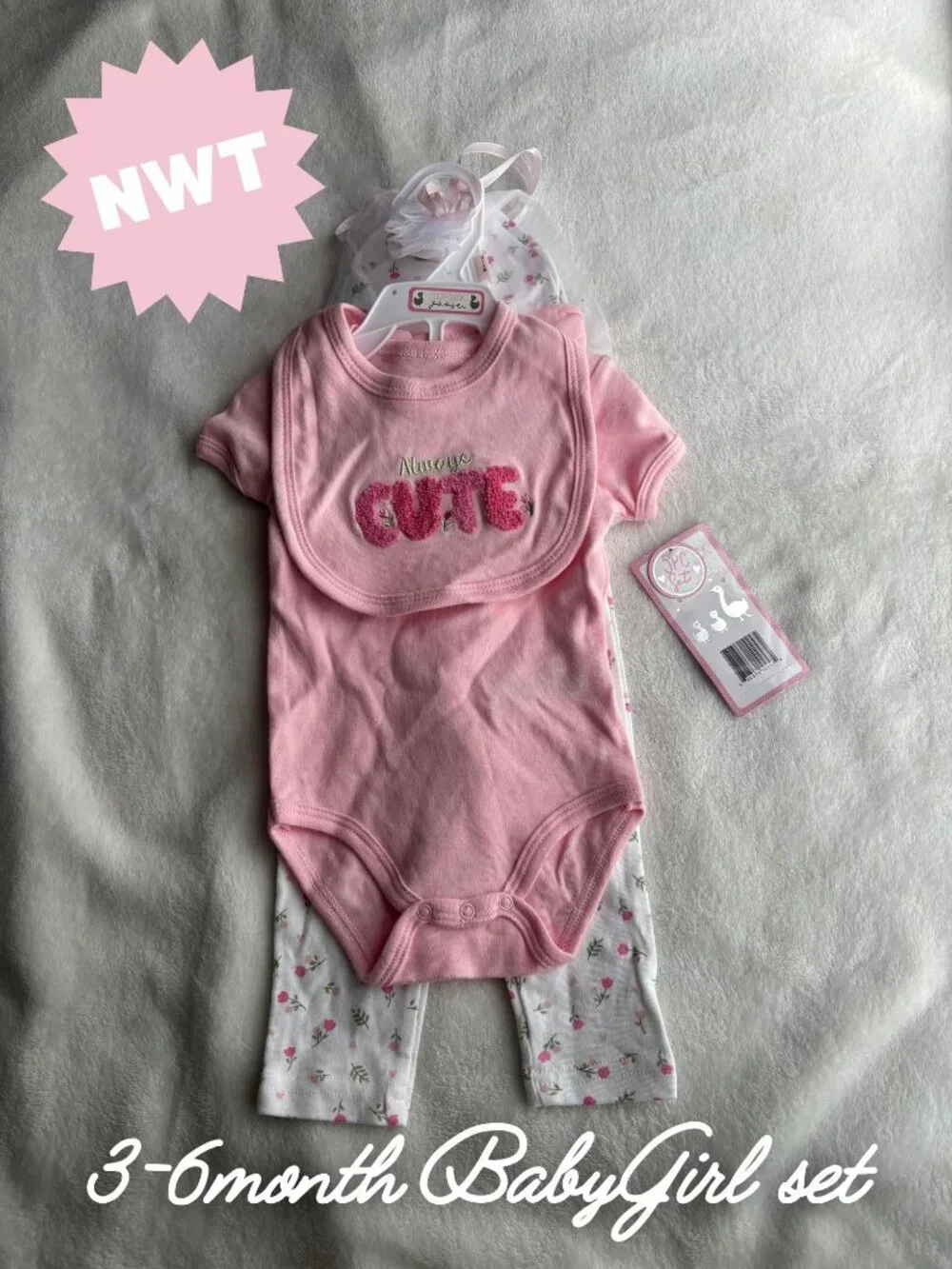 3-6M Baby Girl 5 Piece Outfit Set NWT Pink Floral